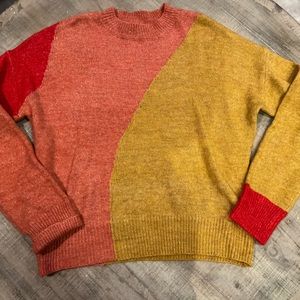 Red ❤️ and Gold ⭐️ sweater with geometric designs. Size Medium